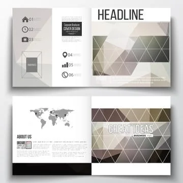 Vector set of square design brochure template. Abstract blurred background, m Illustrazione stock