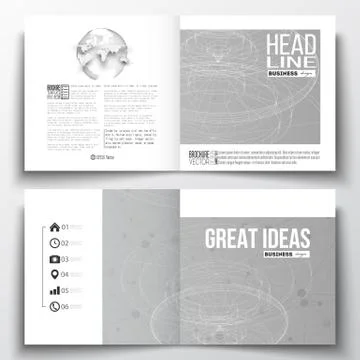 Vector set of square design brochure template. Molecular construction with Illustrazione stock