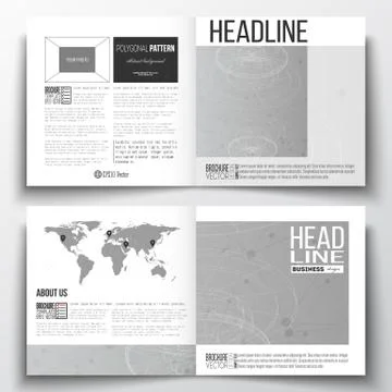 Vector set of square design brochure template. Molecular construction with Illustrazione stock