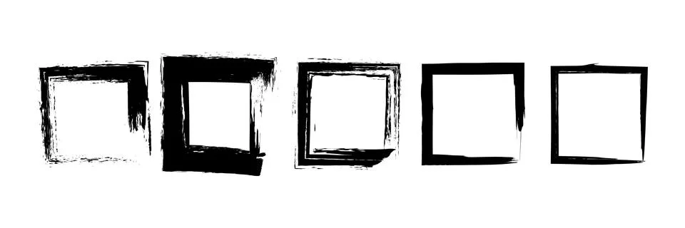 Vector set of square ink brush strokes as a representation of modern design. Stock Illustration