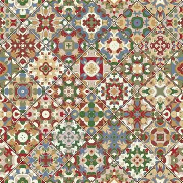 Vector set of square seamless patterns. Stock Illustration