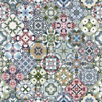 Vector set of square seamless patterns. 스톡 일러스트