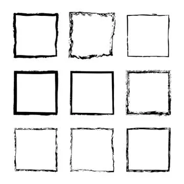 Vector set of square sloppy black ink frames, drawn by hand Stockillustratie