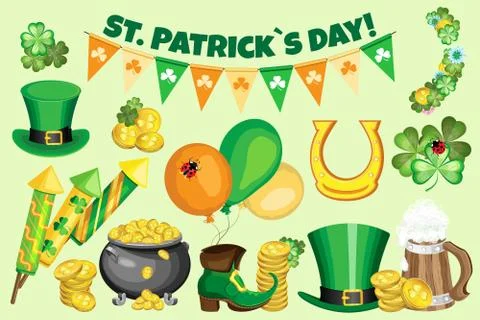 Vector set for St. Patrick's Day with inscription Illustrazione stock