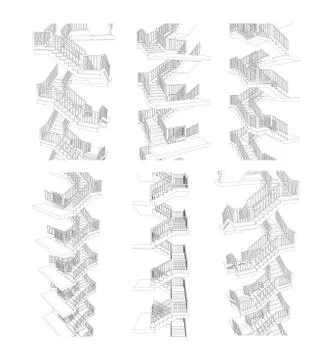 Vector set of staircases from different view points Stock Illustration