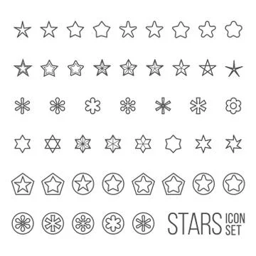 Vector set of star icons and pictograms Stock Illustration
