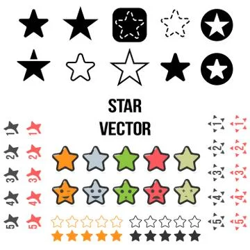 Vector Set of Star Icons. Illustration isolated on white background Stock Illustration
