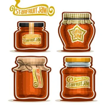 Vector set of Starfruit Jam Stockillustratie