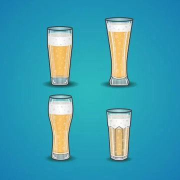 Vector set of stemware with beer Stock Illustration