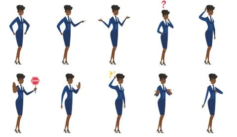 Vector set of stewardess characters. Stock Illustration