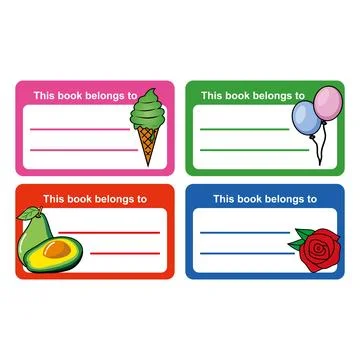 Vector set of stickers and labels with cute cartoon ice cream Stock Illustration