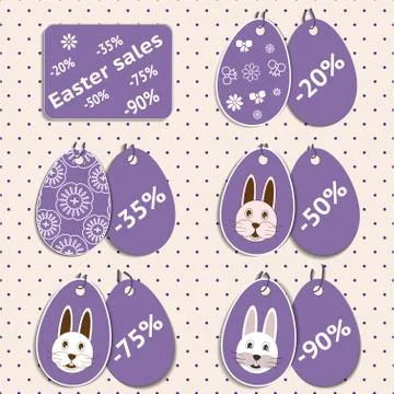 Vector set of stickers for easter sale Stock Illustration