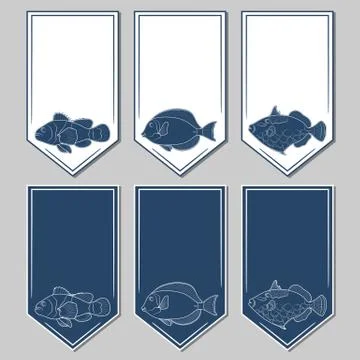 Vector set of stickers with fish. Stock Illustration