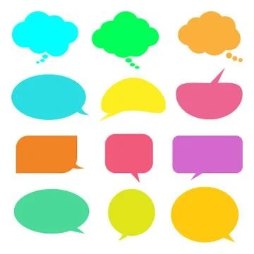Vector set of stickers of speech bubbles. Blank empty speech bubbles Illustrazione stock