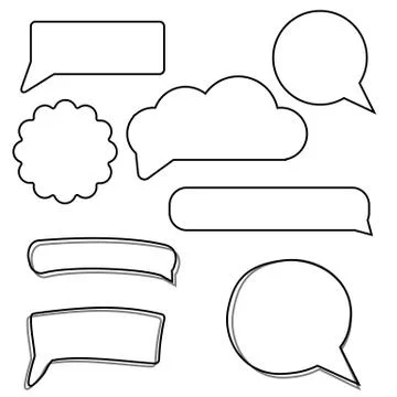 Vector set of stickers of speech bubbles. Blank empty white speech bubbles. Stock Illustration