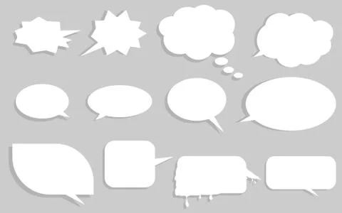 Vector set of stickers of speech bubbles. Blank empty speech bubbles Stock Illustration