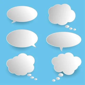 Vector set of stickers of speech bubbles. Blank empty white speech bubbles Stock Illustration