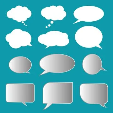 Vector set of stickers of speech bubbles. Blank empty speech bubbles 스톡 일러스트