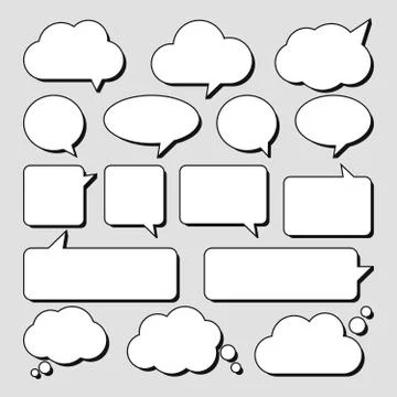 Vector set of stickers of speech bubbles. Blank empty white speech bubbles Stock Illustration