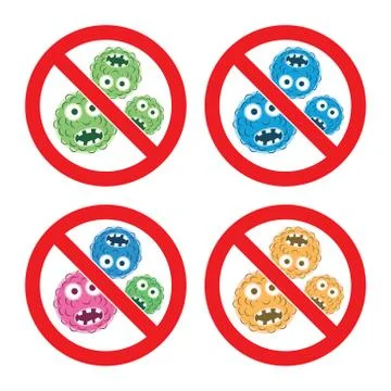 Vector set of stop bacteria icons Stock Illustration