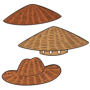Vector set of straw hat Stock Illustration