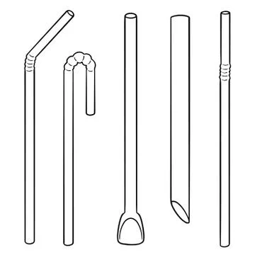 Vector set of straw Stock Illustration