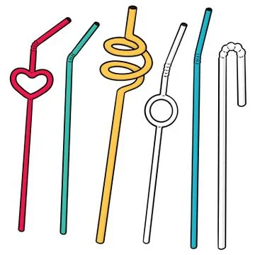 Vector set of straw Stock Illustration