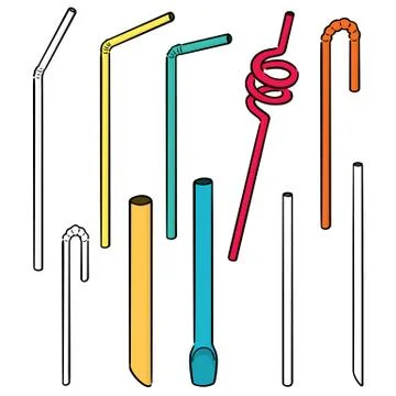 Vector set of straw Stock Illustration