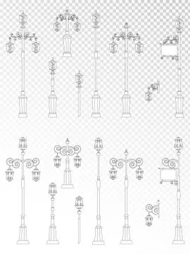 Vector set of street lights  Stock Illustration
