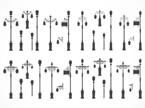 Vector set of street lights  Stock Illustration