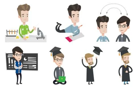Vector set of student and teacher characters Illustrazione stock
