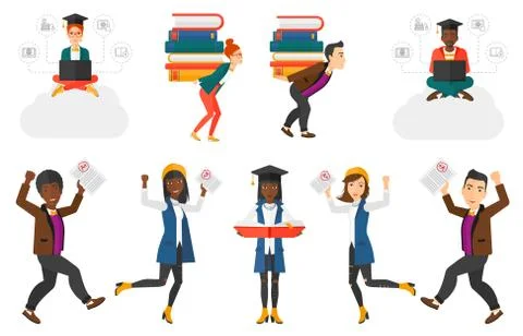 Vector set of student characters Stock-Illustration