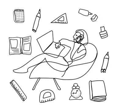 Vector set by a student with an office for knowledge day. Clip art consisting Stock Illustration