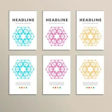 Vector set of stylish modern textures hexagon Stock Illustration