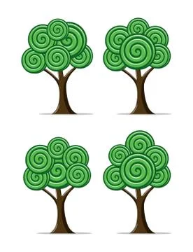 Vector set of stylized abstract trees Stock Illustration