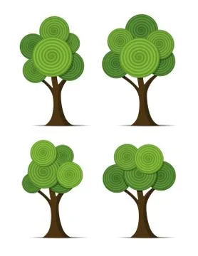 Vector set of stylized abstract trees Stock Illustration