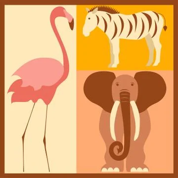 Vector set of stylized African animals Stock Illustration