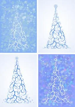 Vector set of stylized Christmas tree. Stock Illustration