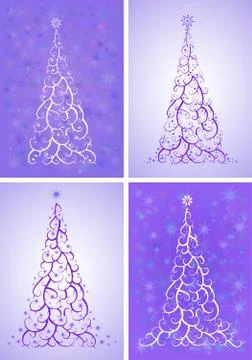 Vector set of stylized Christmas tree. Stock Illustration