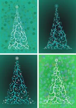 Vector set of stylized Christmas tree. Stock Illustration