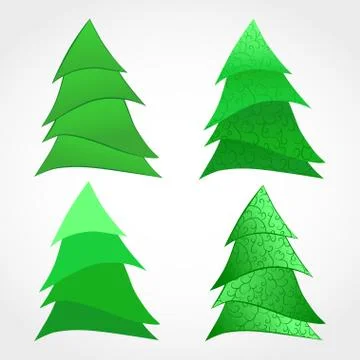 Vector set of stylized Christmas tree. Stock Illustration