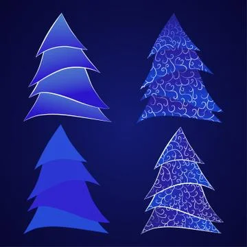 Vector set of stylized Christmas tree. Stock Illustration