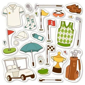 Vector set of stylized golf icons Illustrazione stock