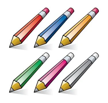 Vector set of stylized pencils Stock Illustration
