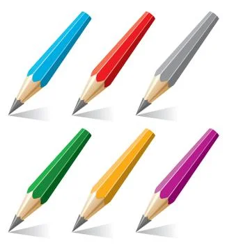 Vector set of stylized pencils with a shadow Stock Illustration