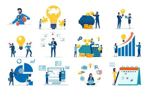 Vector set on the subject of business concept Stock Illustration