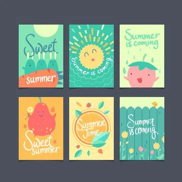 Vector set of summer cards, poster, flyer, brochures, banner template. Vector Stock Illustration