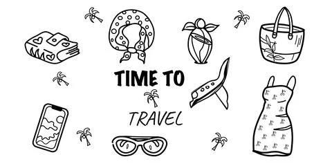 Vector set of summer vacation essentials hand drawn Stock Illustration