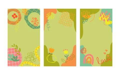 Vector Set of Summer Vertical Backgrounds Post for social media Abstract element Illustrazione stock