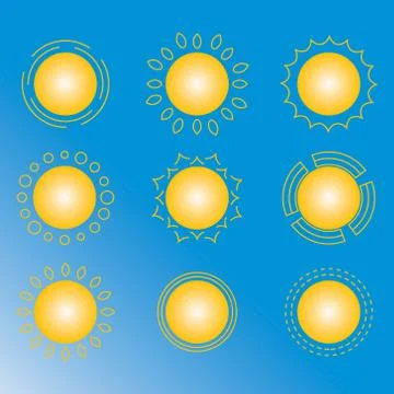 Vector set of sun icon Stock Illustration